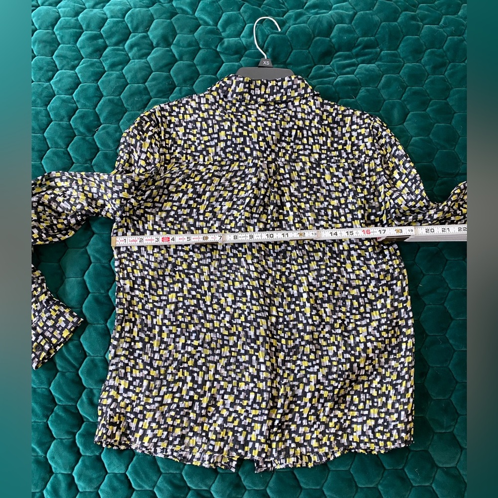 Alice + Olivia Willa Neon Yellow Multi Print Placket Blouse - Picture 3 of 6